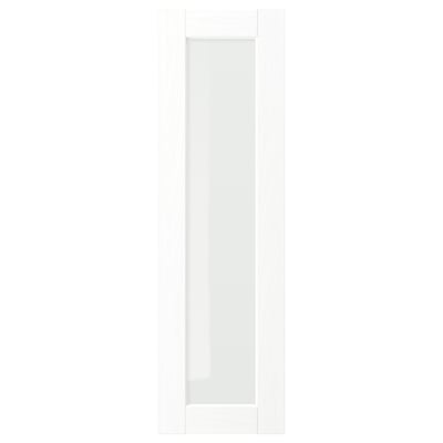 Skåplucka, ENKÖPING, vit med frostad glaspanel. En modern, rektangulär design.