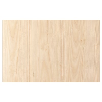 En ljus rektangulär trädörr. Den är designad med en slät, naturlig trästruktur.