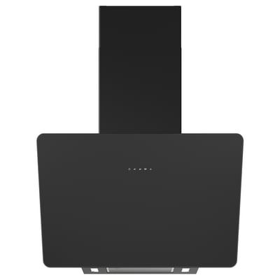 FINSMAKARE köksfläkt i svart glas. Elegant, modern design med touchkontroller.