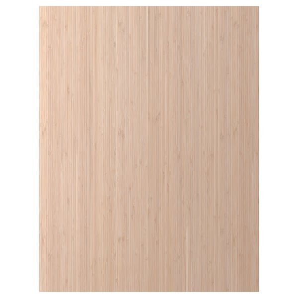 FRÖJERED lådfront i bambu, naturlig träådring, ljusbeige färg, fyrkantig form.