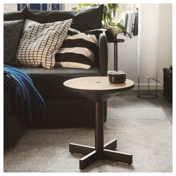 GRIMSARBO Sidobord, furuplywood/svart