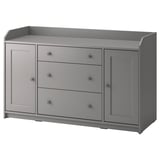 Grått HAUGA sideboard med lådor och skåp, modern design, justerbara gångjärn.