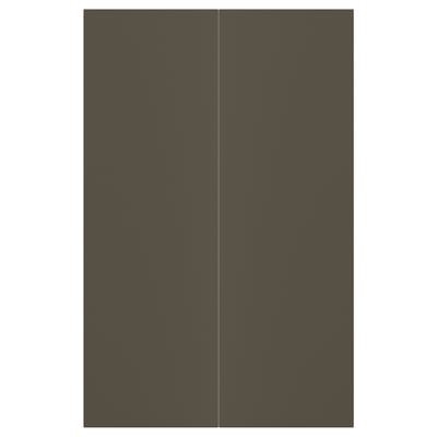 HAVSTORP mörkbrun/beige skåpluckor, rektangulära, släta akrylmålade träfiberskivor.