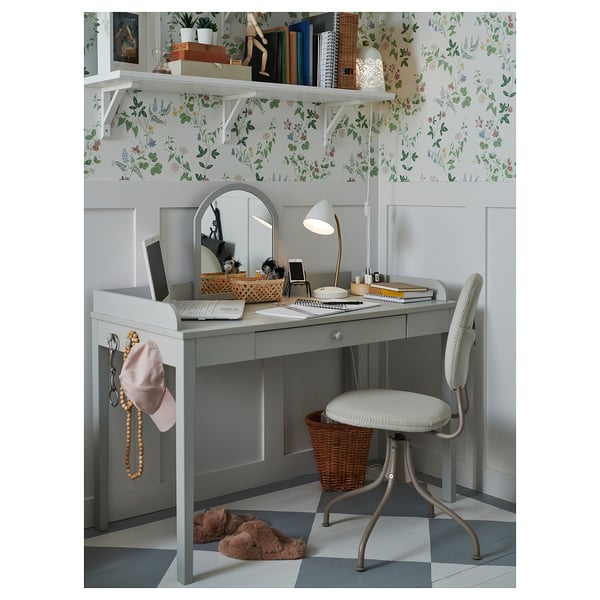 ISNÅLEN LED arbetslampa, vit/mässingsfärgad