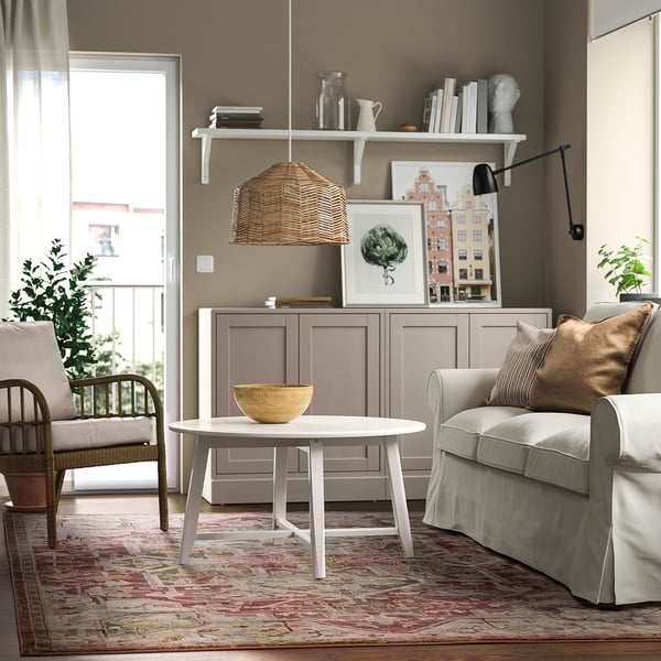 JÄRNVÄG Matta, kort lugg, ornamentmönster rosa/beige, 200x300 cm