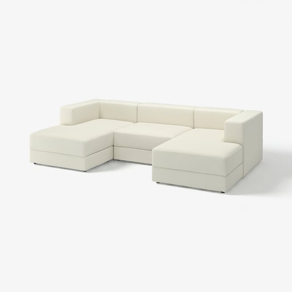 JÄTTEBO 3,5-sitsig modulsoffa m schäslonger, armstöd Axvall/off-white