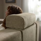 JÄTTEBO U-formad soffa, 7-sits, med schäslong, höger med nackkuddar/Johanneshov brun-beige