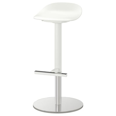 JANINGE vit barstol: elegant design, rund sits, justerbar, metallbas.