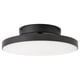 Modern svart taklampa, rund, med diffus vit led i art deco-stil.