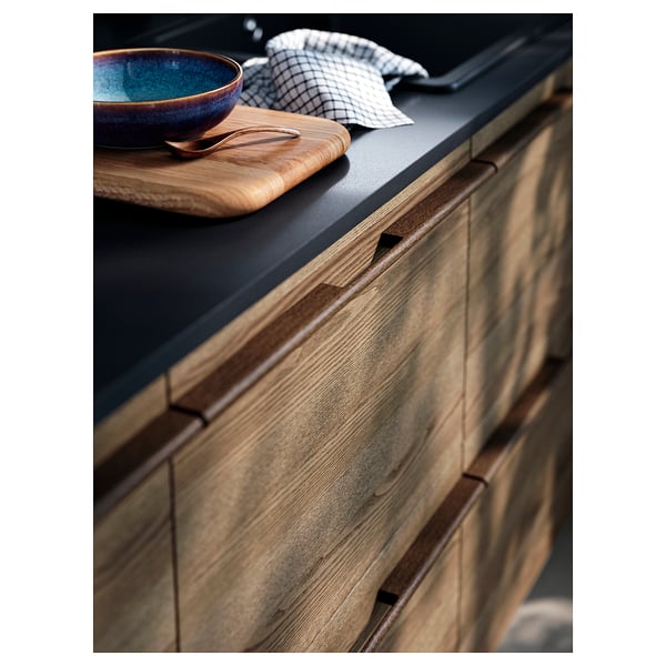 KASKER Måttbeställd bänkskiva, svart stenmönstrad/kompositsten, 1 m²x2.0 cm