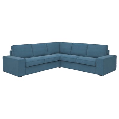 KIVIK sektionssoffa i blått, modern design, djupa kuddar, robust tyg.