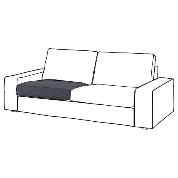 En modern, ljus soffa vid namn KIVIK med en minimalistisk design, med rena linjer och fyrkantiga kuddar.