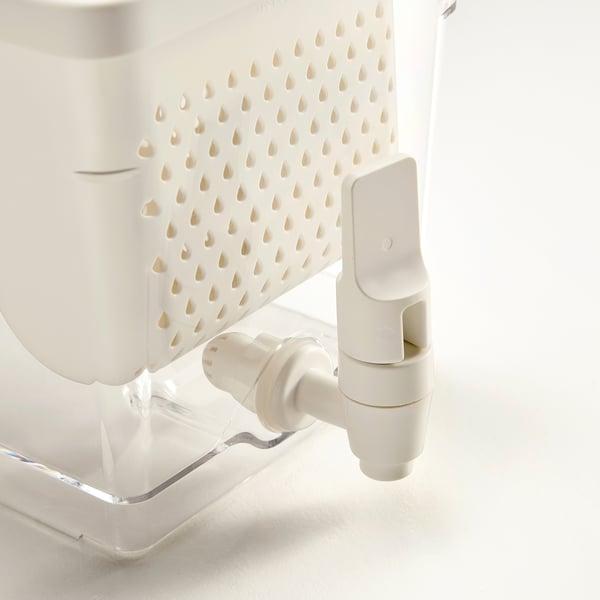 Vitvattendispenser med perforerat lock, spillsäker kran.