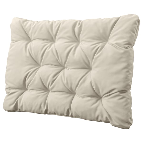 KUDDARNA beige utomhuskudde, rektangulär med diamantmönster, hållbar återvunnen polyester.