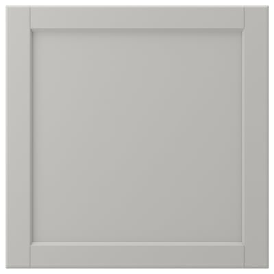 Köksskåpet LERHYTTAN, ljusgrått, fyrkantigt, massivt trä med panel.