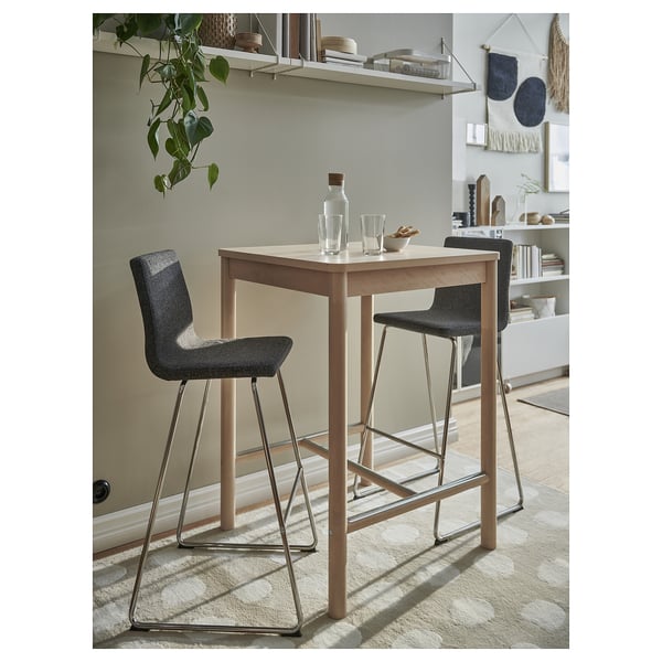 LILLÅNÄS Barpall, förkromad/Gunnared mörkgrå, 76 cm