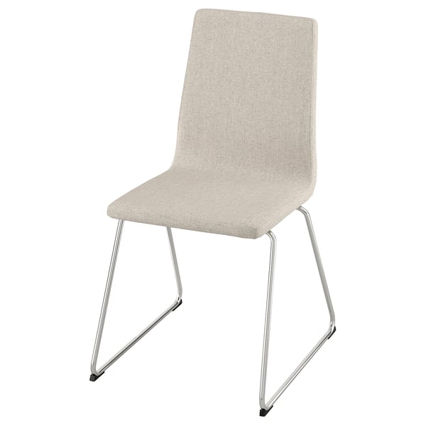 LILLÅNÄS kälkstol, beige, stoppad, kromade ben.