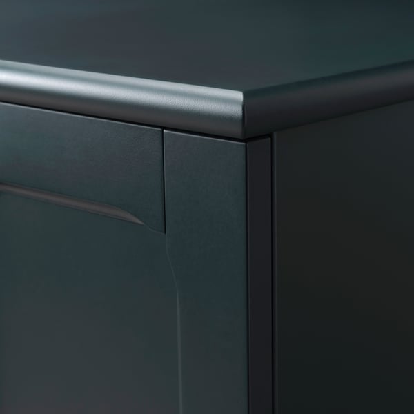 Mörkblå lådhurts med elegant, modern finish och släta kanter; Visar upp högkvalitativt hantverk.