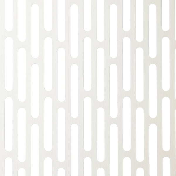 Modern beige insynsskydd med vertikala slitsar, hållbart för inomhus/utomhusbruk.