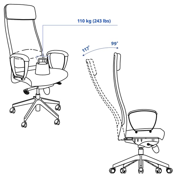 Illustration med mått för produkten: MARKUS.