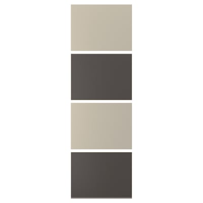 MEHAMN dubbelsidig paneldörr i beige och mörkgrå. Rektangelform, fiberplatta med pappersfolie.