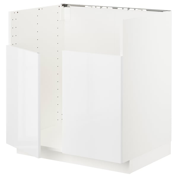 Vitt köksskåp från ikeas serie METOD, med blank lucka och stadig stomme.