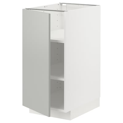 METOD vitskåp, modern ren design, ljusgrå, fiberplatta och akrylfärg, rektangulär.