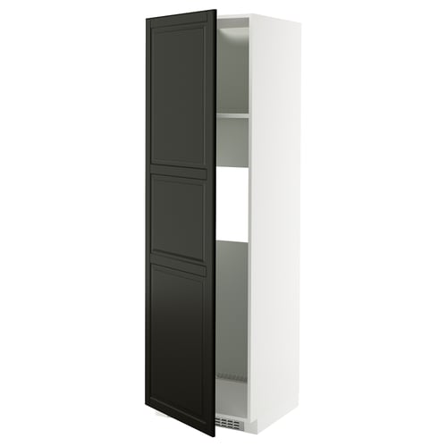 Ett vitt och svart METOD-köksskåp med elegant, modern design och en enkeldörr.