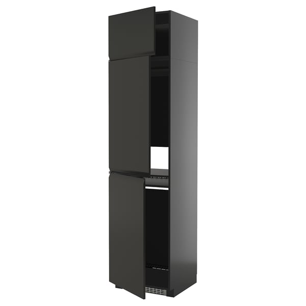 METOD svart köksskåp med mattsvarta handtag, rektangulär form och modern design.