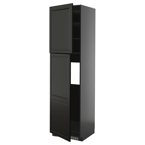 Svart METOD-skåp, hög, elegant design med fasade kanter, träfiber och akrylfinish.