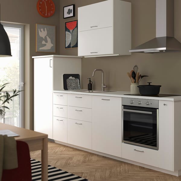 METOD Kök, vit/Veddinge vit, 307x60x227 cm