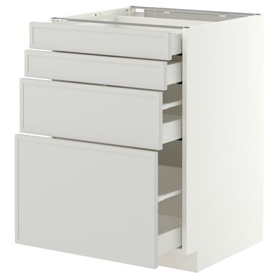 METOD / MAXIMERA Bänksk m 4 fronter/4 lådor, vit/Aspudden ljusgrå, 60x60 cm