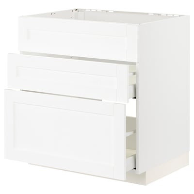 Vitt köksskåp, modern design, släta lådor, medelstor.