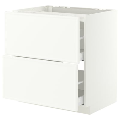 METOD / MAXIMERA Bänkskåp för häll/2 frntr/2 lådor, vit/Aspudden matt vit, 80x60 cm