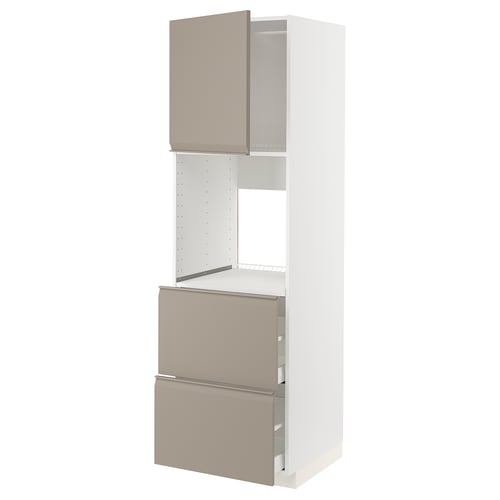 Ikea METOD köksskåp, beige, med lådor och hyllor.