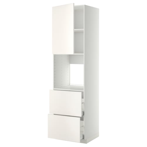 Vit köksmöbel METOD, modern design med lådor och hyllor.