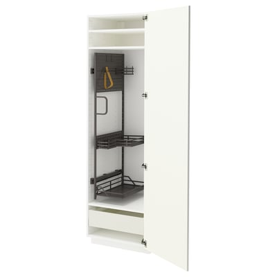 METOD köksbänk i vitt med utdragbara hyllor och en låda, modern och funktionell design.