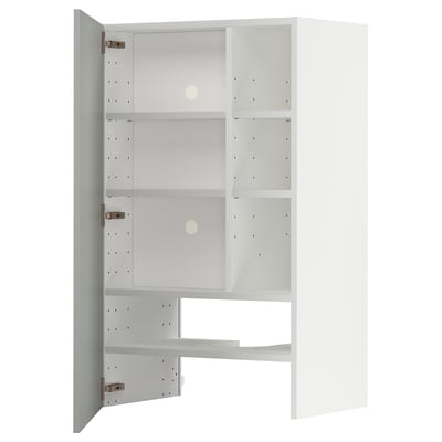 Vitt METOD köksskåp, ljusgrått, modern design, fyrkantig form, tre hyllor.