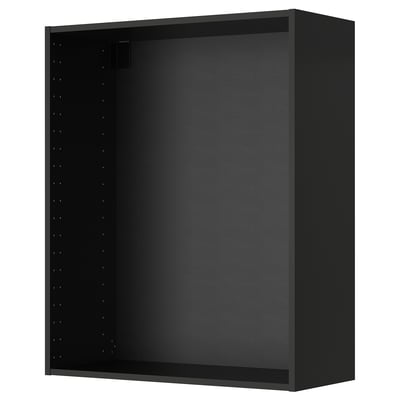 Modernt svart väggskåp med stilren design för effektiv köksförvaring.