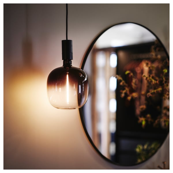 MOLNART LED ljuskälla E27 200 lumen, tubformad svart/klarglas, 185 mm