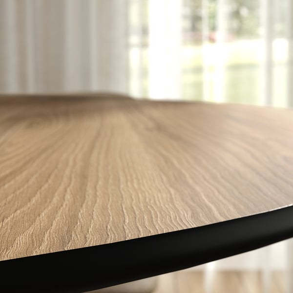 NORRMJÖLE Bord, ekmönstrad/svart, 105 cm