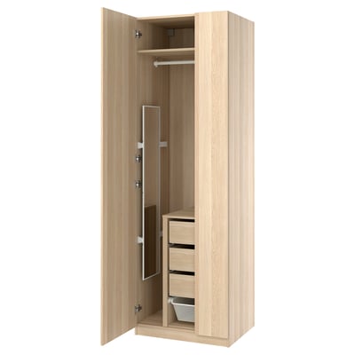 PAX / FORSAND Garderobskombination, vitlaserad ekeffekt/vitlaserad ekeffekt, 75x60x236 cm