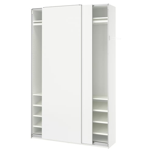 PAX / HASVIK Garderob med skjutdörrar, vit/vit, 150x43x236 cm