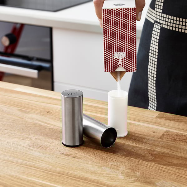 PLATS Salt-/pepparströare set om 2, rostfritt stål