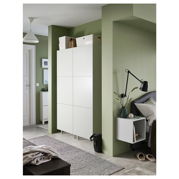 PLATSA Garderob m 6 dörrar, vit/Fonnes vit, 120x42x191 cm