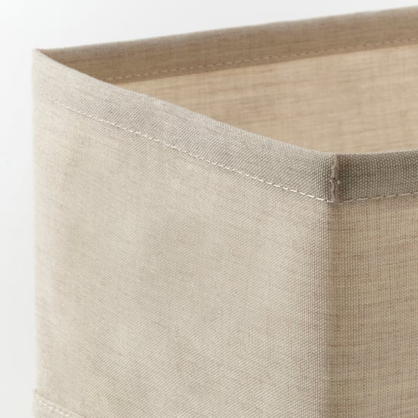 PURRPINGLA Låda, set om 3, textil/beige, 20x38x12 cm