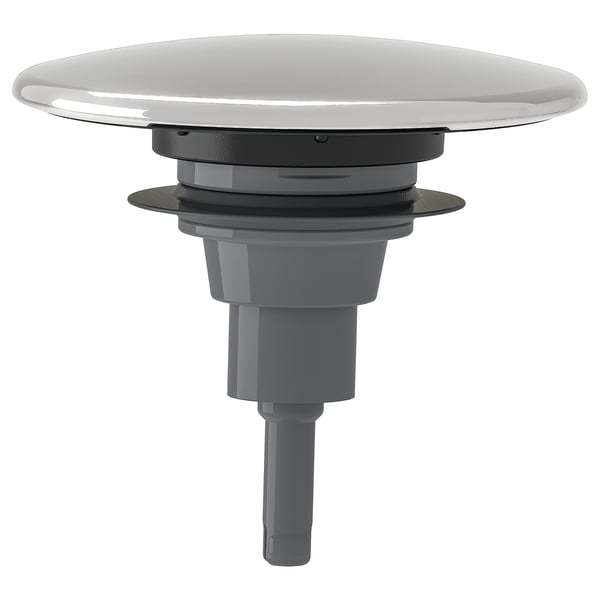 RÄNNILEN avlopp för badrum, silver, plast och metall, rund, elegant design.