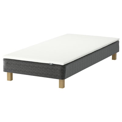 IKEA RANDÅSEN säng. Grå, träben, rektangulär, enkel design.