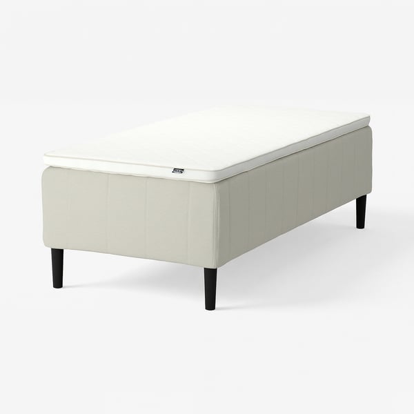 RISHÖJDEN Resårbtn m pocketresårkärna 7 zoner, inkl ben och bäddmadrass medium fast/Knisa ljusbeige Nyläget, 90x200 cm