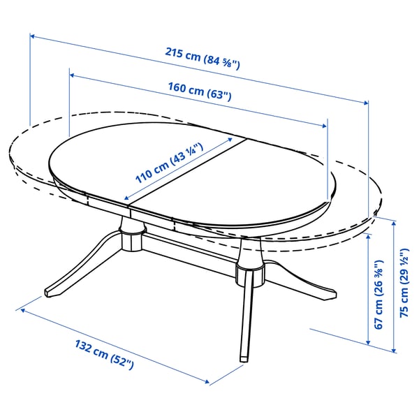 ROSENTORP / ROSENTORP Bord och 6 stolar, vit/vit, 160/215x110 cm